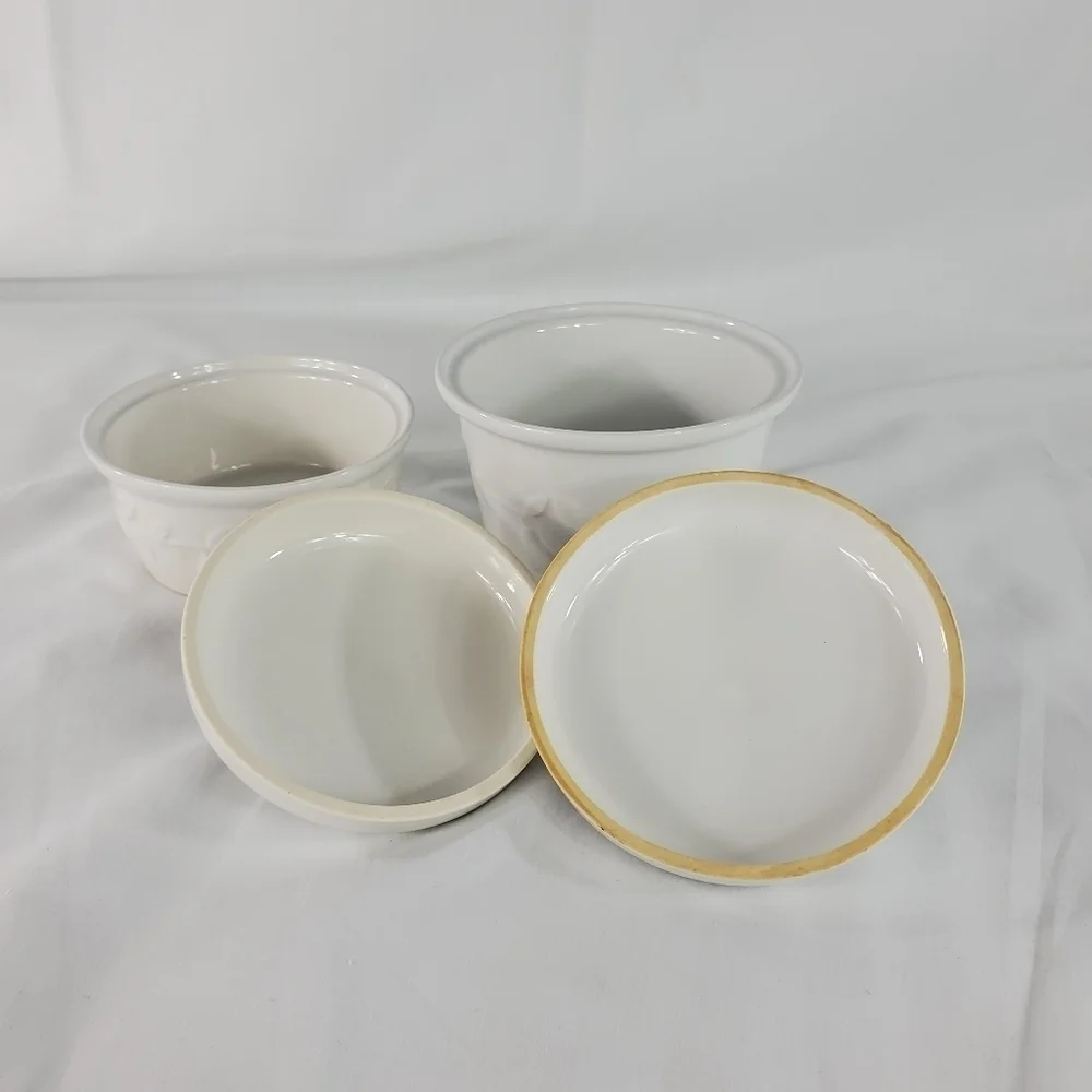 Vintage white Pear ceramic canister set